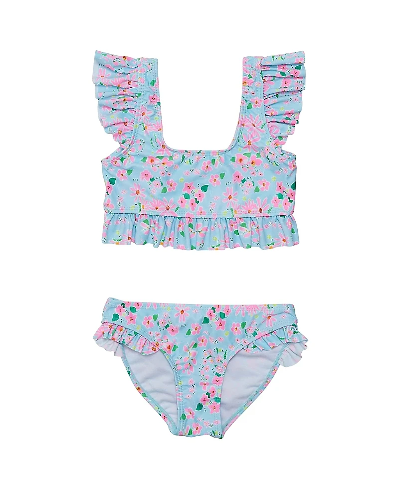 Snapper Rock Girls' Daisy Chain Frilled Crop Bikini - Little Kid, Big Kid