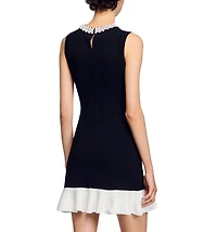 Short Knit Dress with Beaded Neck