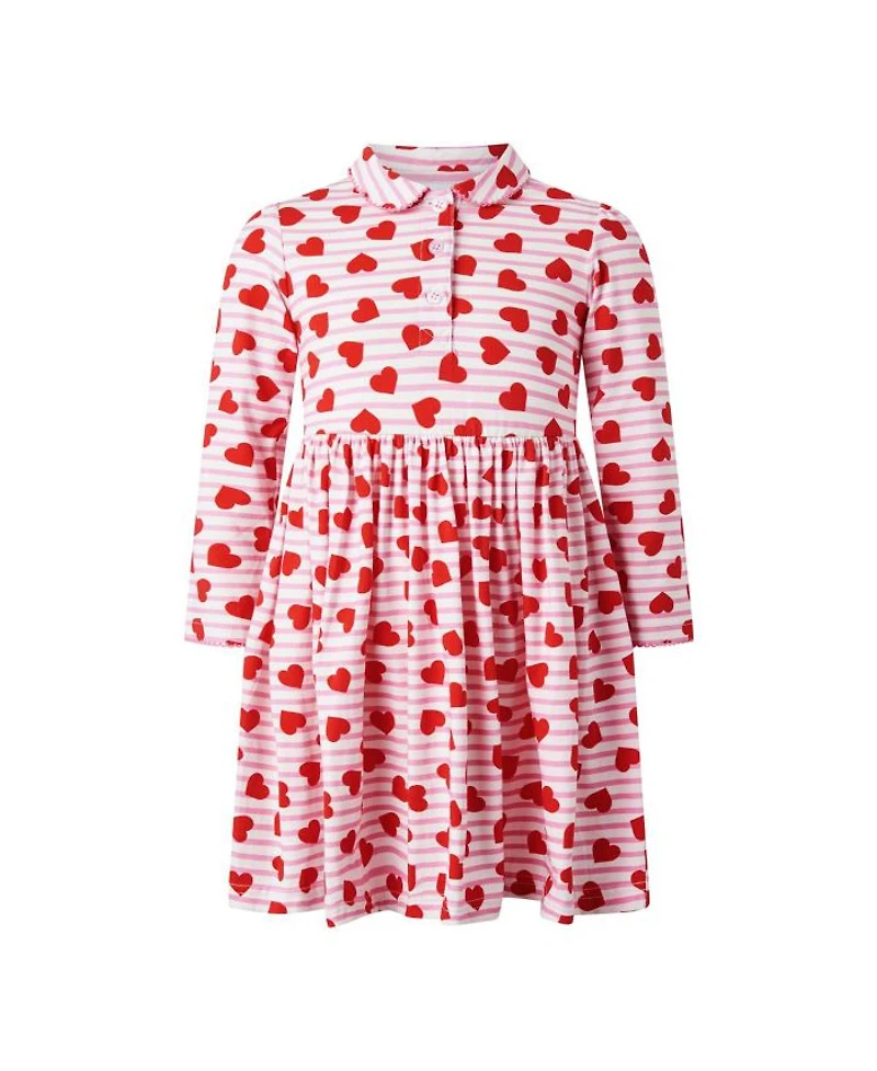 Girls' Stripe Heart Jersey Dress - Baby, Little Kid, Big Kid