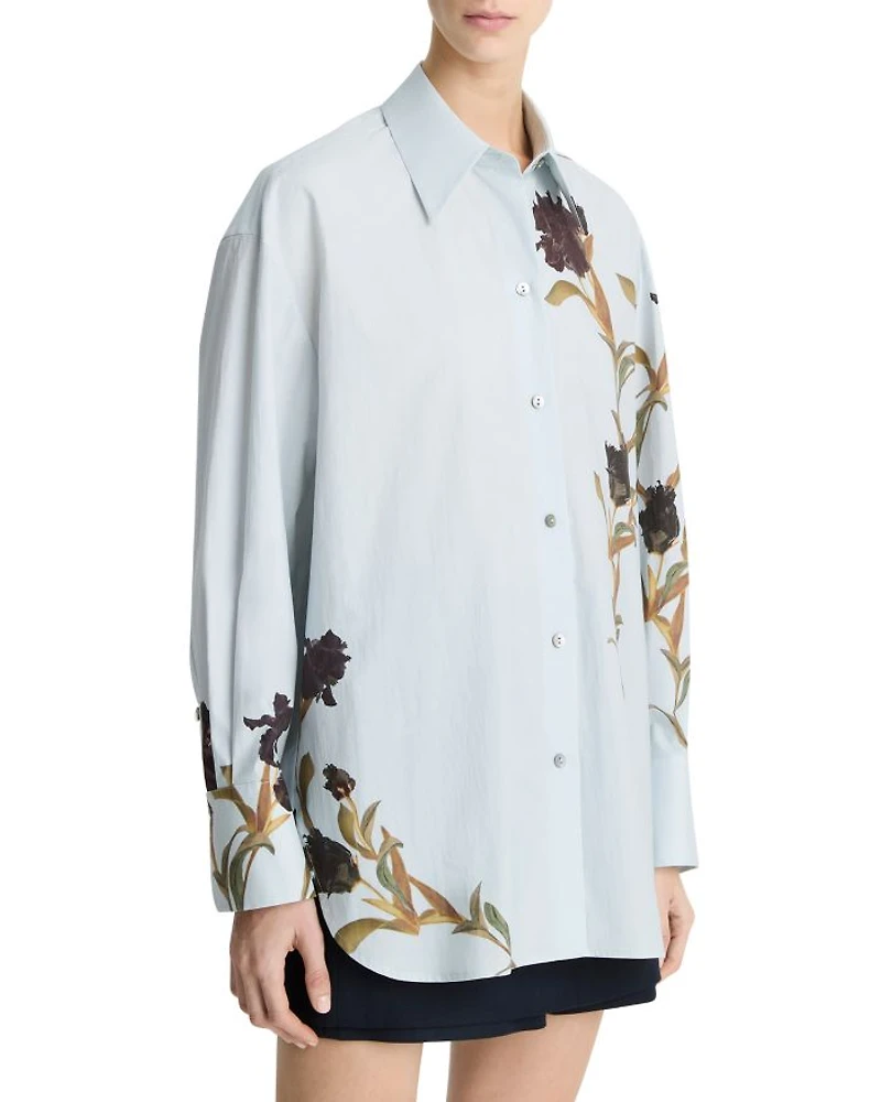 Placed Iris Cotton Button-Front Shirt