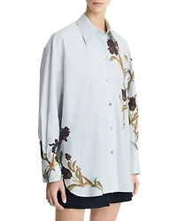 Placed Iris Cotton Button-Front Shirt