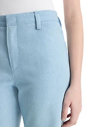 Mid Rise Cropped Flare Twill Pants
