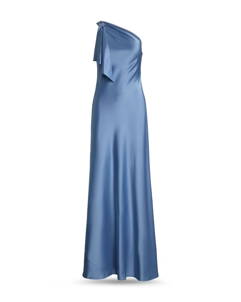Satin Charmeuse One Shoulder Gown