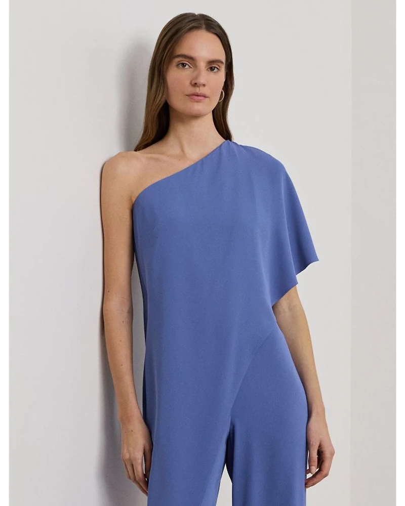 Cape Georgette One Shoulder Jumpsuit