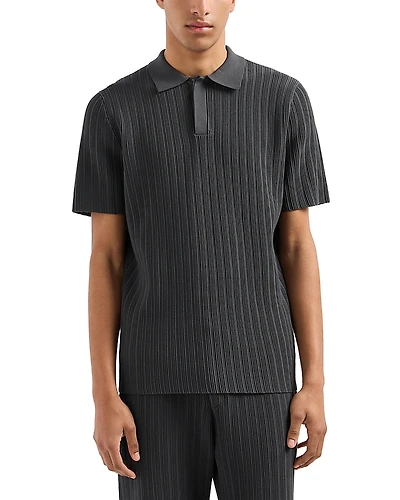 Emporio Armani Ottoman Stitch Knit Pullover Polo Sweater