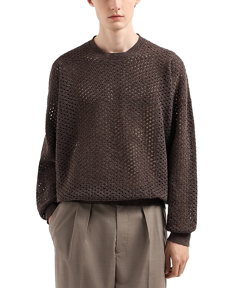 Emporio Armani Perforated Effect Pullover Crewneck Sweater