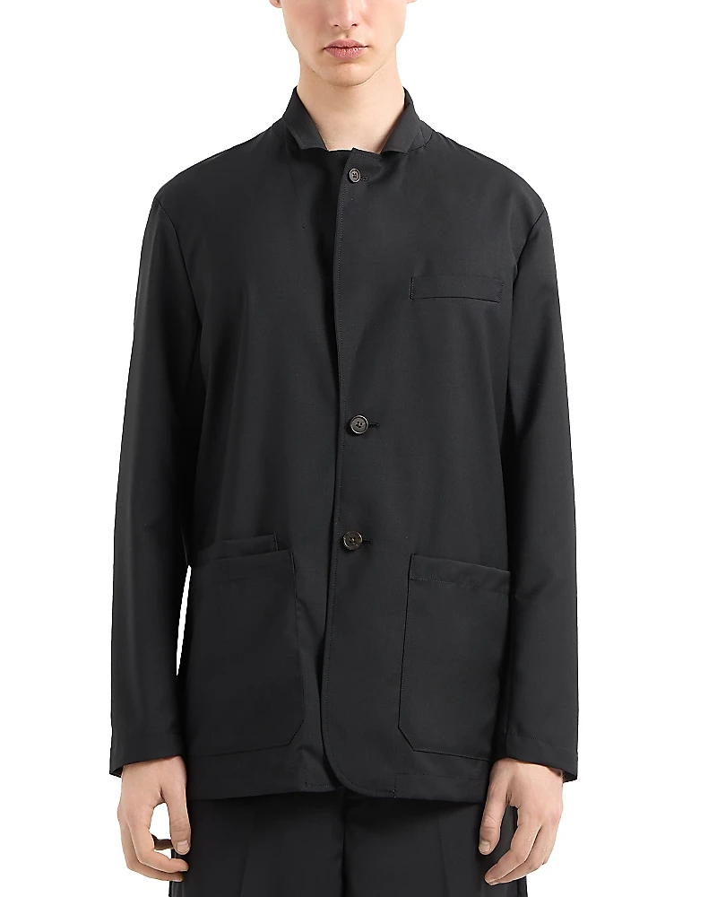 Emporio Armani Regular Fit Poplin Lightweight Wool Blazer