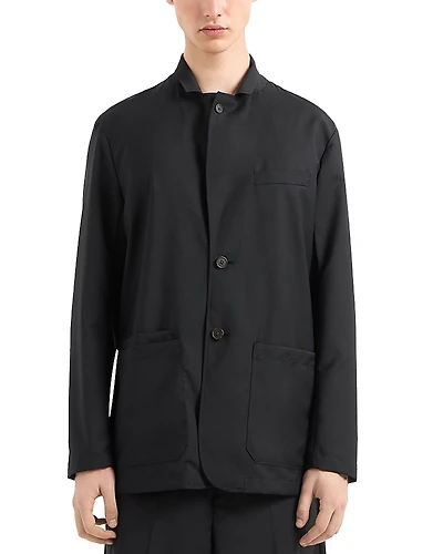 Emporio Armani Regular Fit Poplin Lightweight Wool Blazer