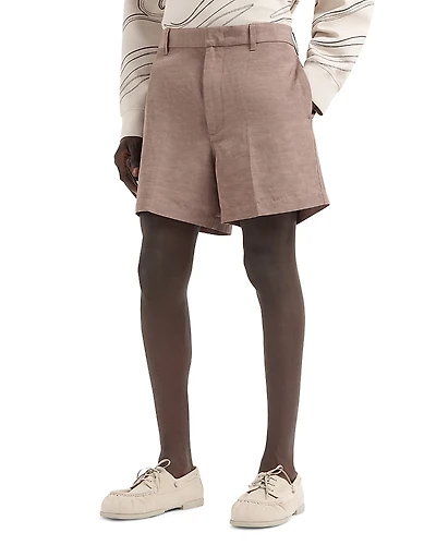 Emporio Armani Regular Fit Linen Blend Bermuda Shorts