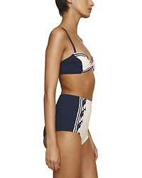Marine Smocked Bralette Bikini Top