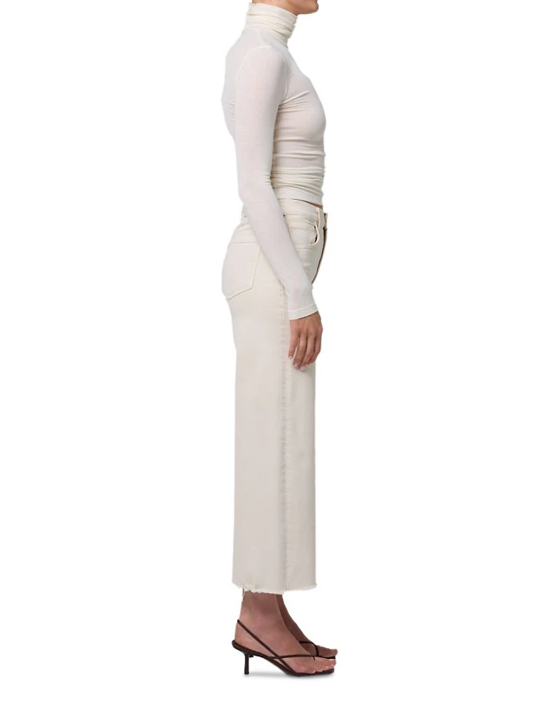 Lyra High Rise Crop Wide Leg Jeans Almondette