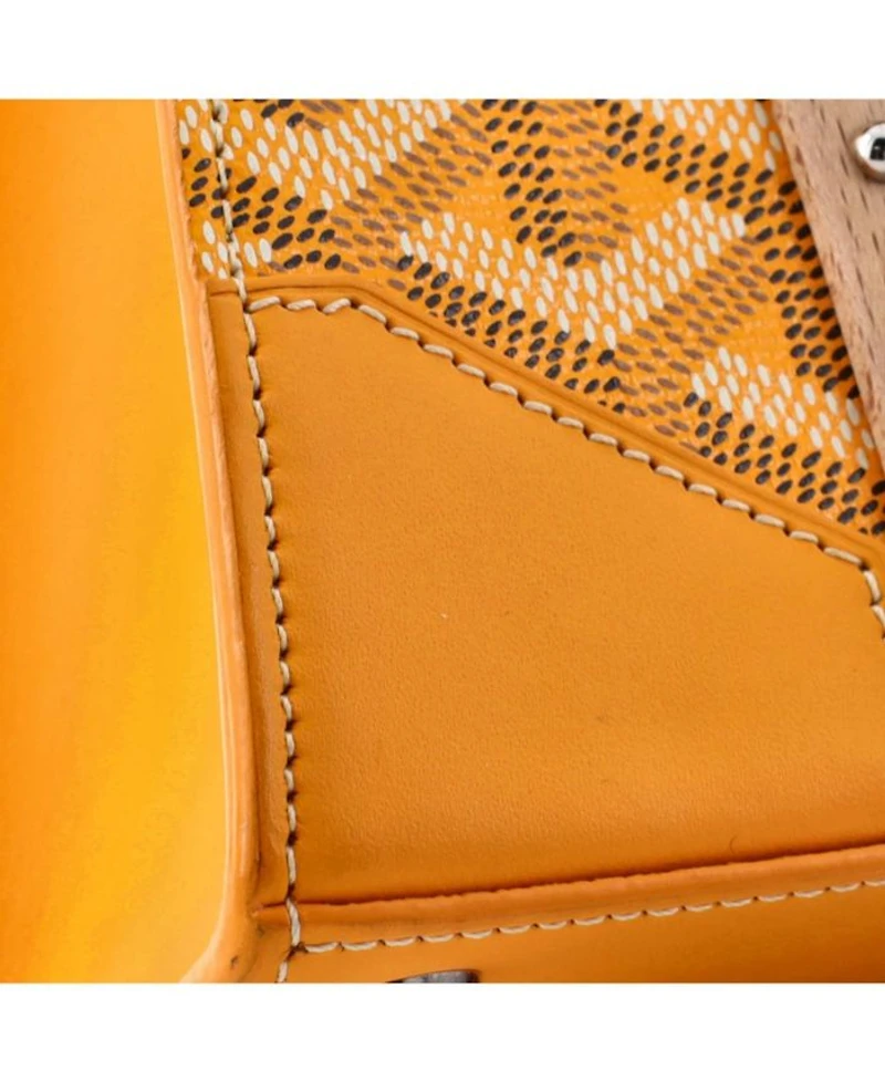 Mini Structured Saigon Top Handle Bag Coated Canvas with Leather
