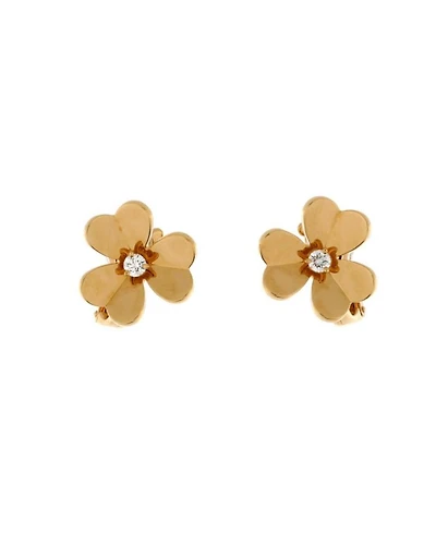 Large Frivole Stud Earrings 18K Gold with Diamonds