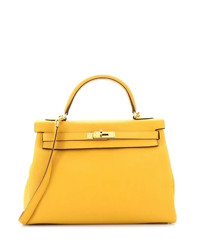 Kelly 32 Handbag Yellow Togo with Gold Hardware