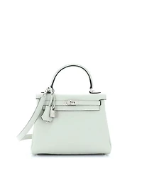 Kelly 25 Handbag Grey Clemence with Palladium Hardware