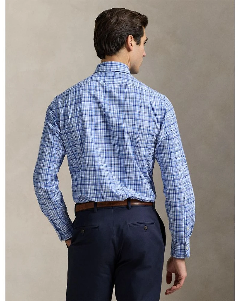 Cotton Classic Fit Long Sleeve Checked Poplin Shirt