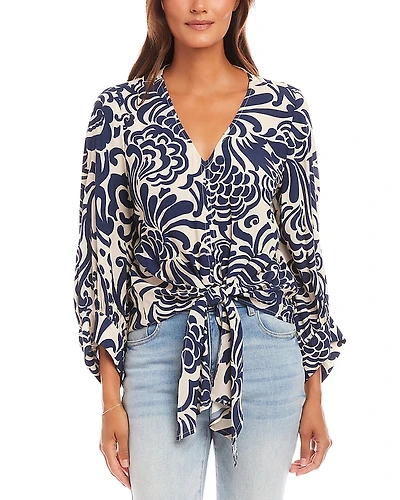 Karen Kane Blouson Sleeve Tie Front Top