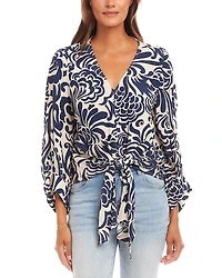 Karen Kane Blouson Sleeve Tie Front Top