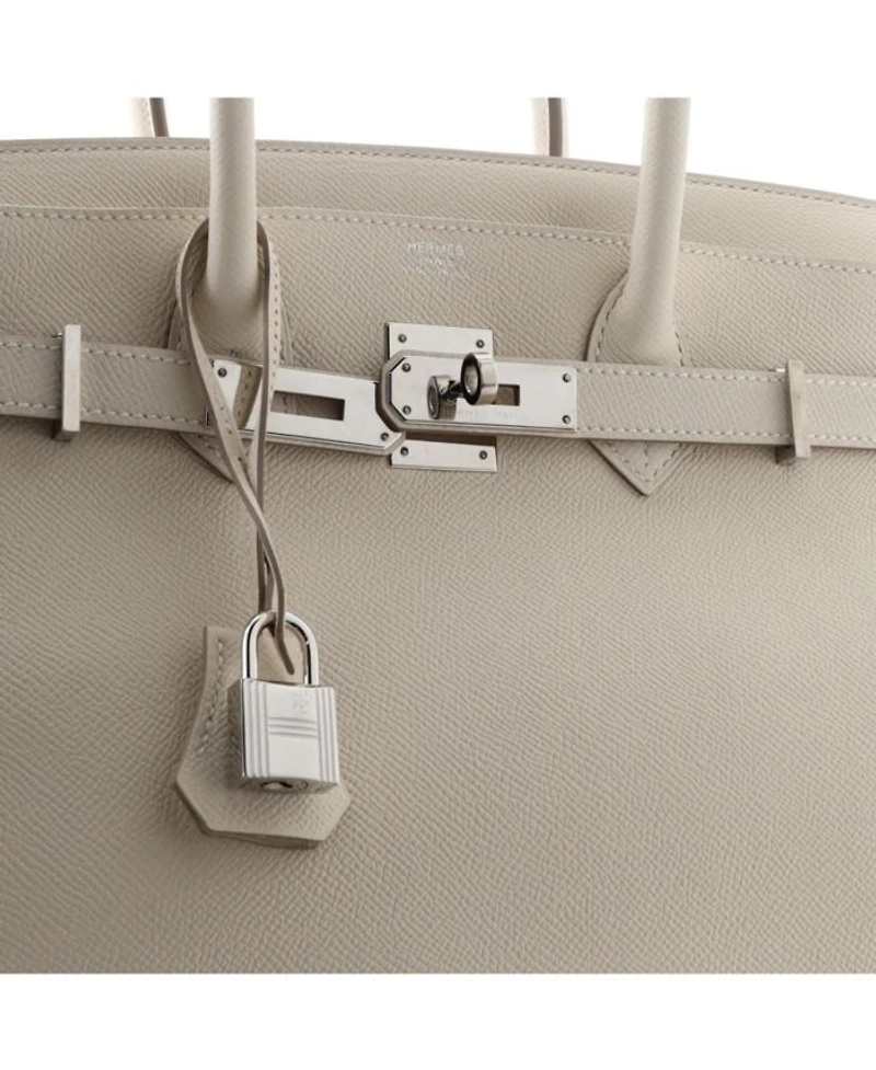 Pre-Owned Hermes Birkin 30 Handbag Light Epsom with Palladium Hardware