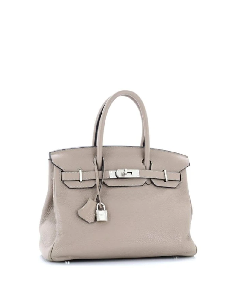 Pre-Owned Hermes Birkin 30 Handbag Grey Clemence with Palladium Hardware
