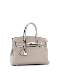 Pre-Owned Hermes Birkin 30 Handbag Grey Clemence with Palladium Hardware