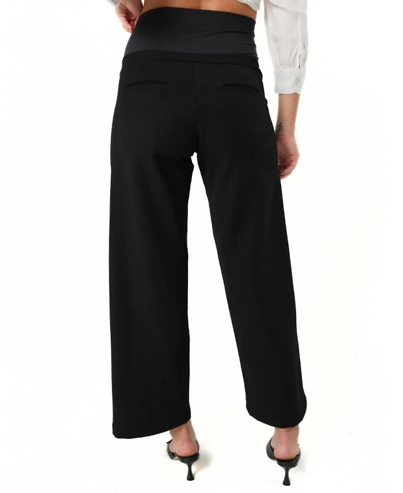 Women's Wide Leg Maternity Work Pant Italian Stretch Suiting Fabric (Regular & Petite)