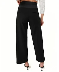 Women's Wide Leg Maternity Work Pant Italian Stretch Suiting Fabric (Regular & Petite)