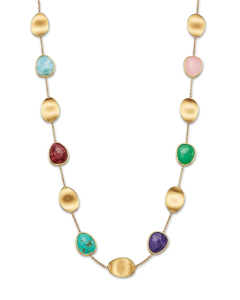 Marco Bicego 18K Yellow Gold Lunaria Color Multi Stone Collar Necklace, 17
