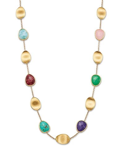 Marco Bicego 18K Yellow Gold Lunaria Color Multi Stone Collar Necklace, 17