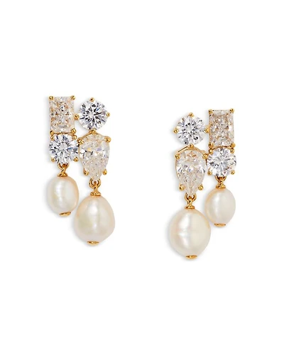 London Cluster Freshwater Pearl Drop Earrings