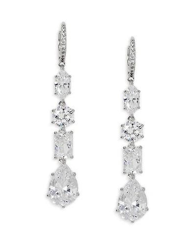Cubic Zirconia Mixed Cut Leverback Drop Earrings