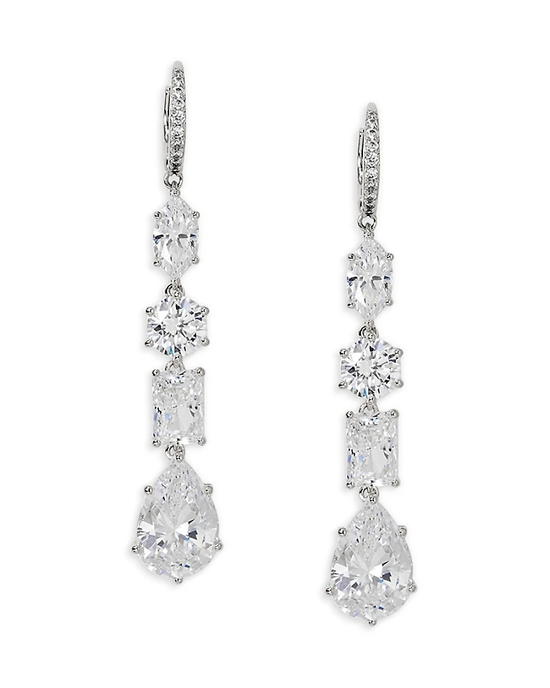 Nadri Cubic Zirconia Mixed Cut Leverback Drop Earrings