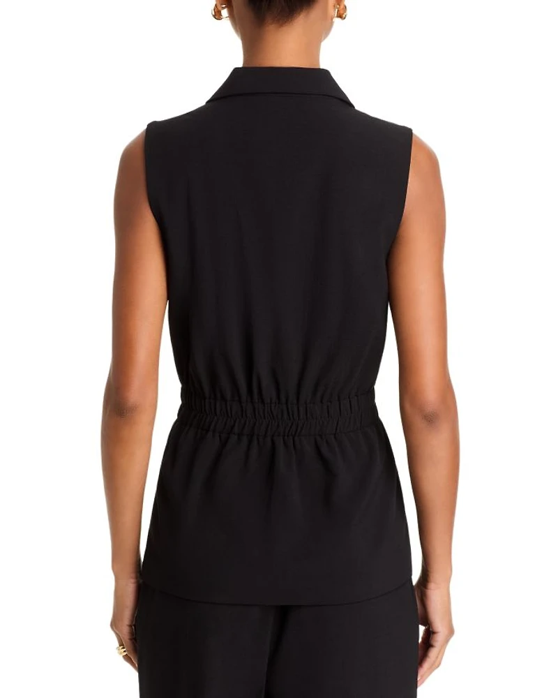 Back Elastic Button Down Vest - Exclusive