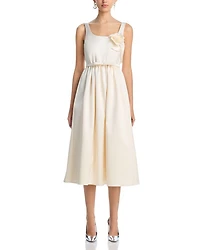 Satin Flower Midi Dress
