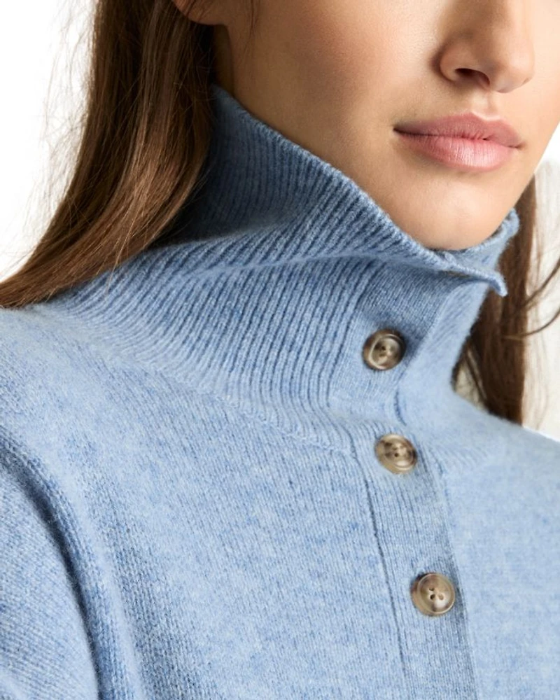 Ava Wool Blend Open Neck Button Knit Sweater