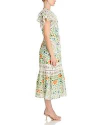 Folk Floral Midi Dress