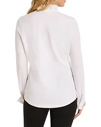 Ruffle V Neck Long Sleeve Shirt