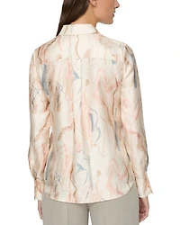 Silk Scottie Abstract Print Blouse