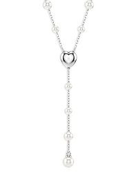 Ariana Grande Imitation Pearl & Crystal Heart Y Necklace, 14.875-17.75"