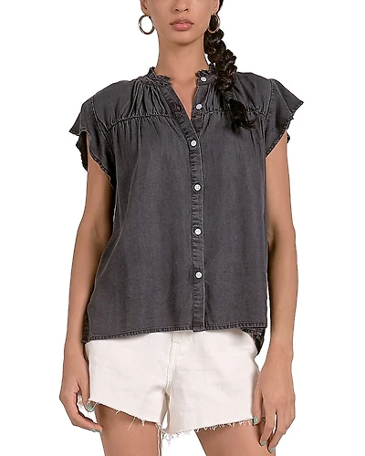 Elan Chambray Ruched Shirt