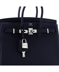 Birkin 25 Handbag Blue Togo with Palladium Hardware