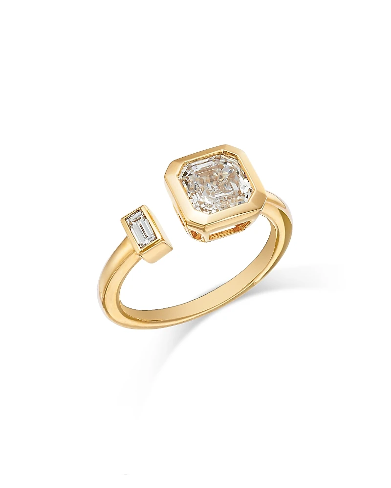 Bloomingdale's Fine Collection Certified Lab Grown Asscher & Emerald Cut Diamond Open Ring 14K Yellow Gold, 2.05 ct. t.w.