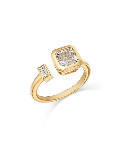 Bloomingdale's Fine Collection Certified Lab Grown Asscher & Emerald Cut Diamond Open Ring 14K Yellow Gold, 2.05 ct. t.w.