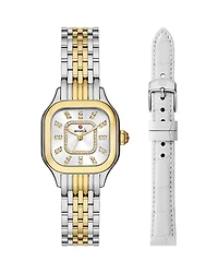 Michele Meggie Two Tone 18K Gold Plated Diamond Dial Watch Gift Set