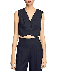 Sandro Sequin Cropped Jacket