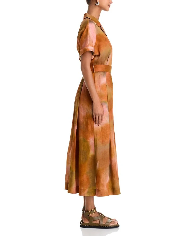 Notch Collar Shirt Dress