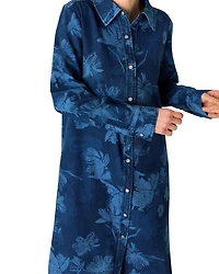 Chalk Print Denim Shirt Dress