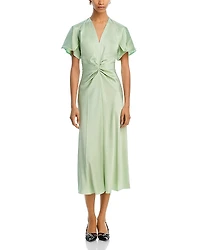 Victoria Beckham Satin Twist Front Midi Dress