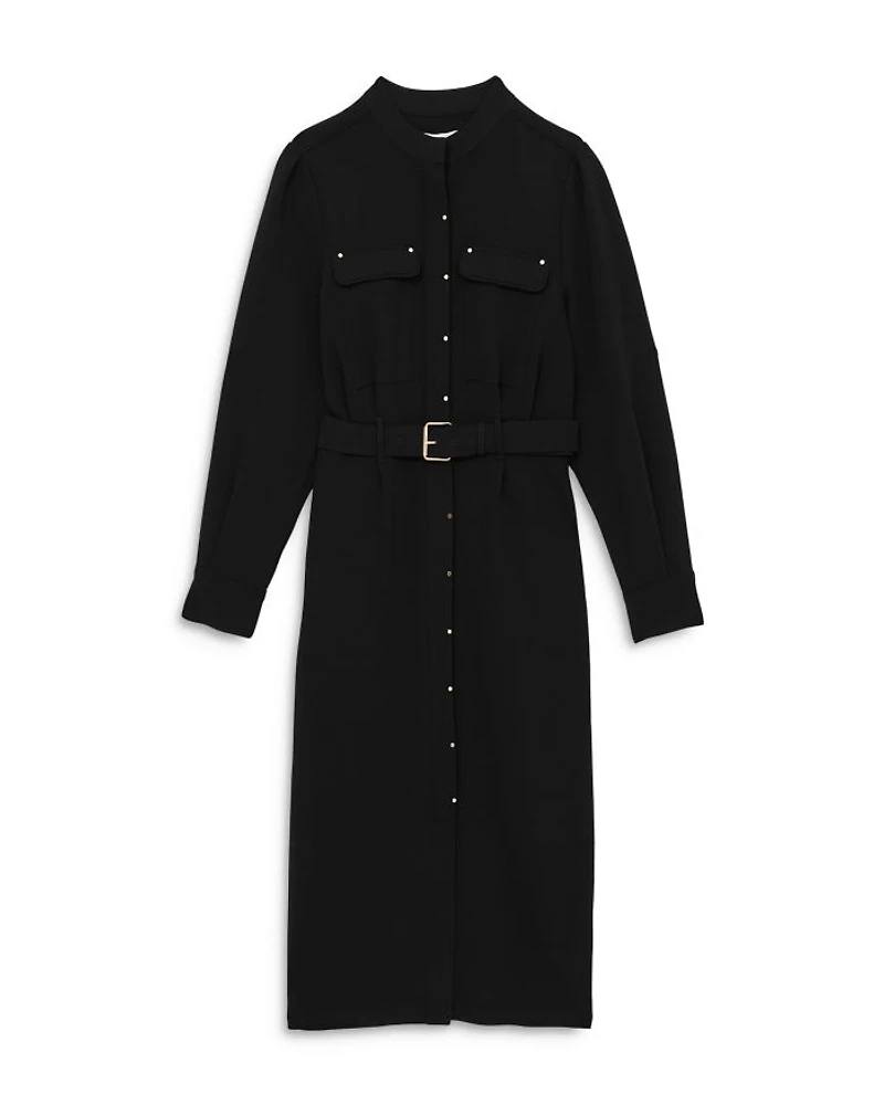 Belted Long Sleeve Shirt Dress