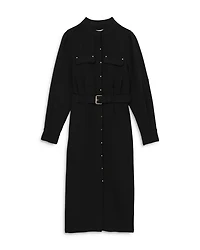 Belted Long Sleeve Shirt Dress